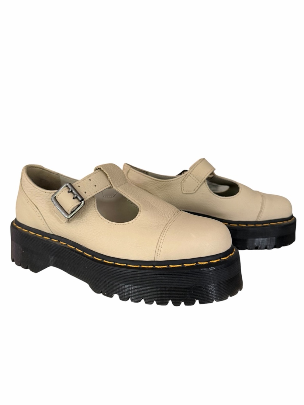 Dr. Martens Bethan Platform Mary Jane Shoes Parchment Beige Pisa Woman’s 10 NWOT